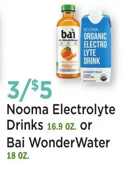 Heinen's Nooma Electrolyte Drinks 16.9 OZ. or Bai WonderWater 18 OZ offer