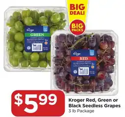 Food 4 Less Kroger Red, Green or Black Seedless Grapes offer