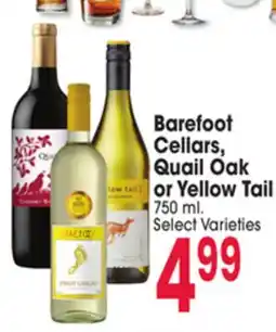 Jewel-Osco Barefoot Cellars, Quail Oak or Yellow Tail offer
