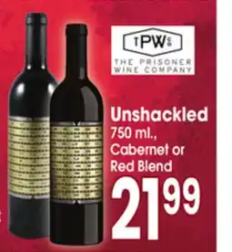 Jewel-Osco Unshackled Cabernet or Red Blend offer