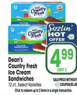Jewel-Osco Dean's Country Fresh Ice Cream Sandwiches offer