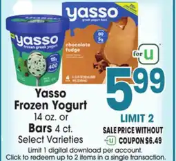 Jewel-Osco Yasso Frozen Yogurt 14 oz. or Bars 4 ct offer
