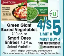 Jewel-Osco Green Giant Boxed Vegetables 7-10 oz. or Smart Ones Entrées 6.4-9 oz offer