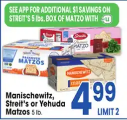 Jewel-Osco Manischewitz, Streit's or Yehuda Matzos offer