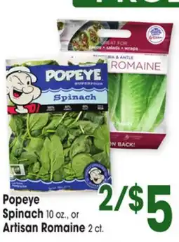 Jewel-Osco Popeye Spinach 10 oz., or Artisan Romaine 2 ct offer