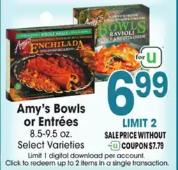 Jewel-Osco Amy's Bowls or Entrées offer
