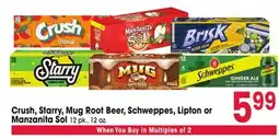 Jewel-Osco Crush, Starry, Mug Root Beer, Schweppes, Lipton or Manzanita Sol offer