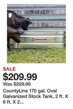 Tractor Supply Company CountyLine 170 gal. Oval Galvanized Stock Tank, 2 ft. X 6 ft. X 2 ft., WT226CL offer