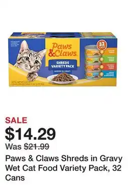 Tractor Supply Company Paws & Claws Shreds in Gravy Wet Cat Food Variety Pack, 32 Cans offer