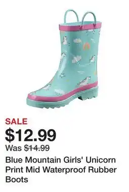 Tractor Supply Company Blue Mountain Girls' Unicorn Print Mid Waterproof Rubber Boots offer