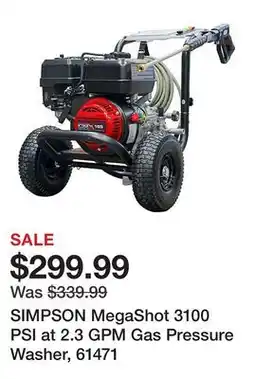 Tractor Supply Company SIMPSON MegaShot 3100 PSI at 2.3 GPM Gas Pressure Washer, 61471 offer