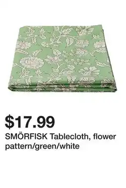 Ikea SMÖRFISK Tablecloth, flower pattern/green/white offer