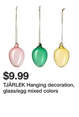 Ikea TJÄRLEK Hanging decoration, glass/egg mixed colors offer