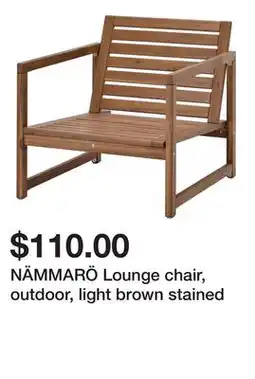 Ikea NÄMMARÖ Lounge chair, outdoor, light brown stained offer
