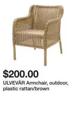 Ikea ULVEVÄR Armchair, outdoor, plastic rattan/brown offer