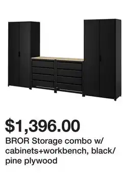 Ikea BROR Storage combo w/cabinets+workbench, black/pine plywood offer