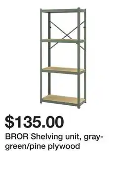 Ikea BROR Shelving unit, gray-green/pine plywood offer
