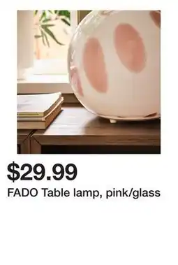 Ikea FADO Table lamp, pink/glass offer