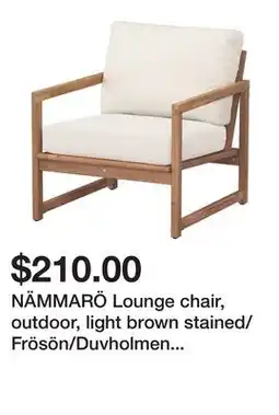 Ikea NÄMMARÖ Lounge chair, outdoor, light brown stained/Frösön/Duvholmen beige offer