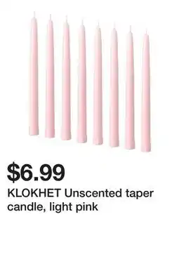 Ikea KLOKHET Unscented taper candle, light pink offer