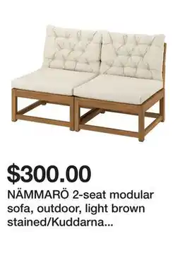 Ikea NÄMMARÖ 2-seat modular sofa, outdoor, light brown stained/Kuddarna light grey-beige offer