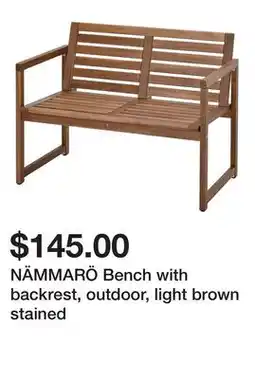 Ikea NÄMMARÖ Bench with backrest, outdoor, light brown stained offer