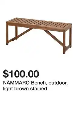 Ikea NÄMMARÖ Bench, outdoor, light brown stained offer