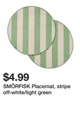 Ikea SMÖRFISK Placemat, stripe off-white/light green offer
