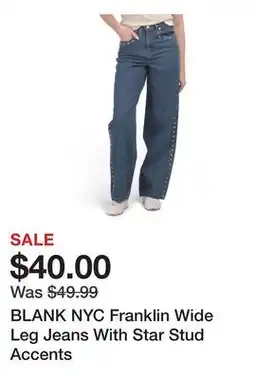 Marshalls BLANK NYC Franklin Wide Leg Jeans With Star Stud Accents offer