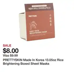 Marshalls PRETTYSKIN Made In Korea 13.05oz Rice Brightening Boxed Sheet Masks offer