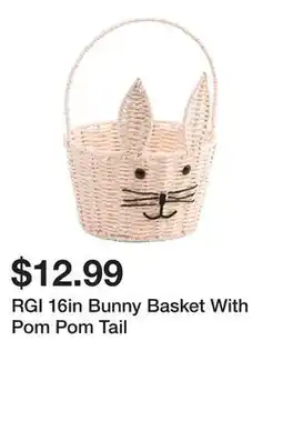 Marshalls RGI 16in Bunny Basket With Pom Pom Tail offer