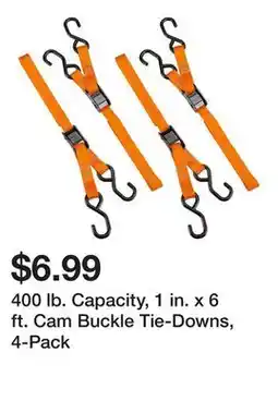 Harbor Freight Tools 400 lb. Capacity, 1 in. x 6 ft. Cam Buckle Tie-Downs, 4-Pack offer
