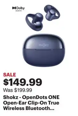 Best Buy Shokz - OpenDots ONE Open-Ear Clip-On True Wireless Bluetooth Earbuds - Navy Blue offer