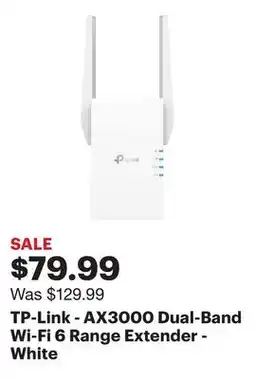 Best Buy TP-Link - AX3000 Dual-Band Wi-Fi 6 Range Extender - White offer