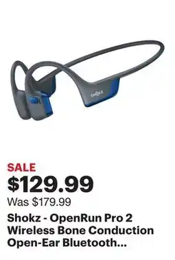 Best Buy Shokz - OpenRun Pro 2 Wireless Bone Conduction Open-Ear Bluetooth Sports Headphones - Steel Blue offer