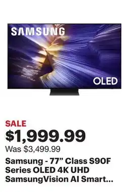 Best Buy Samsung - 77 Class S90F Series OLED 4K UHD SamsungVision AI Smart Tizen TV (2025) offer