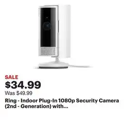 Best Buy Ring - Indoor Plug-In 1080p Security Camera (2nd - Generation) with Privacy cover - White offer