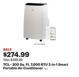Best Buy TCL - 300 Sq. Ft. 7,000 BTU 3-in-1 Smart Portable Air Conditioner - White offer