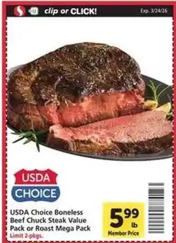 Safeway USDA Choice Boneless Beef Chuck Steak offer