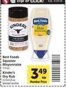 Best Foods Squeeze Mayonnaise & Kinder's Dry Rub