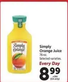 Safeway Simply Orange Juice offer