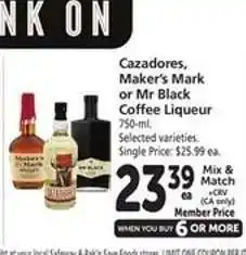 Safeway Cazadores, Maker's Mark or Mr Black Coffee Liqueur offer