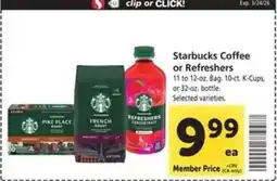 Safeway Starbucks Coffee or Refreshers offer