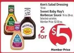 Safeway Ken's Salad Dressing & Sweet Baby Ray's Barbecue Sauce offer