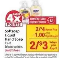 Safeway Softsoap Liquid Hand Soap offer