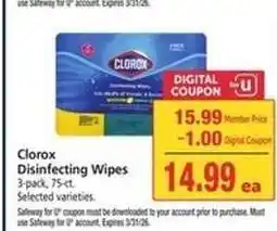 Safeway Clorox Disinfecting Wipes offer