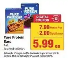 Safeway Pure Protein Bars offer