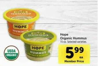 Safeway Hope Organic Hummus offer