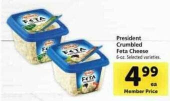 Safeway President Crumbled Feta Cheese offer