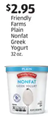 Aldi Friendly Farms Plain Nonfat Greek Yogurt offer